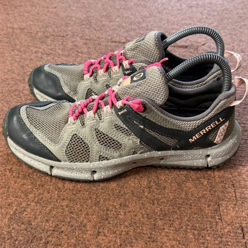 A- Merrell All Out Blaze Sieve Womens Hiking Shoes Grey Pink J033884 Size 9